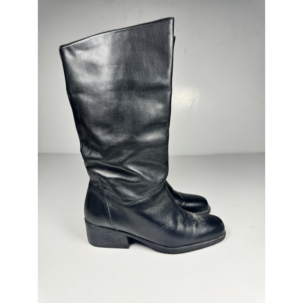 Vintage Naturalizer 895N61 Womens US 8.5M Black Leather Pull On Riding Boots